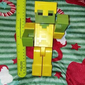 Minecraft Armored Zombie Large Figure 8.5" Green and Yellow Block Figure Toy